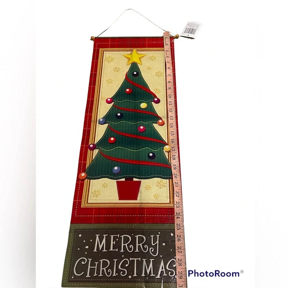 Merry Christmas Tree Hanging Banner 30” x 10”